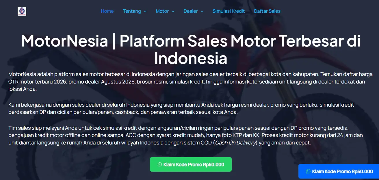 Motornesia.com, jasa website SEO Anak Agency