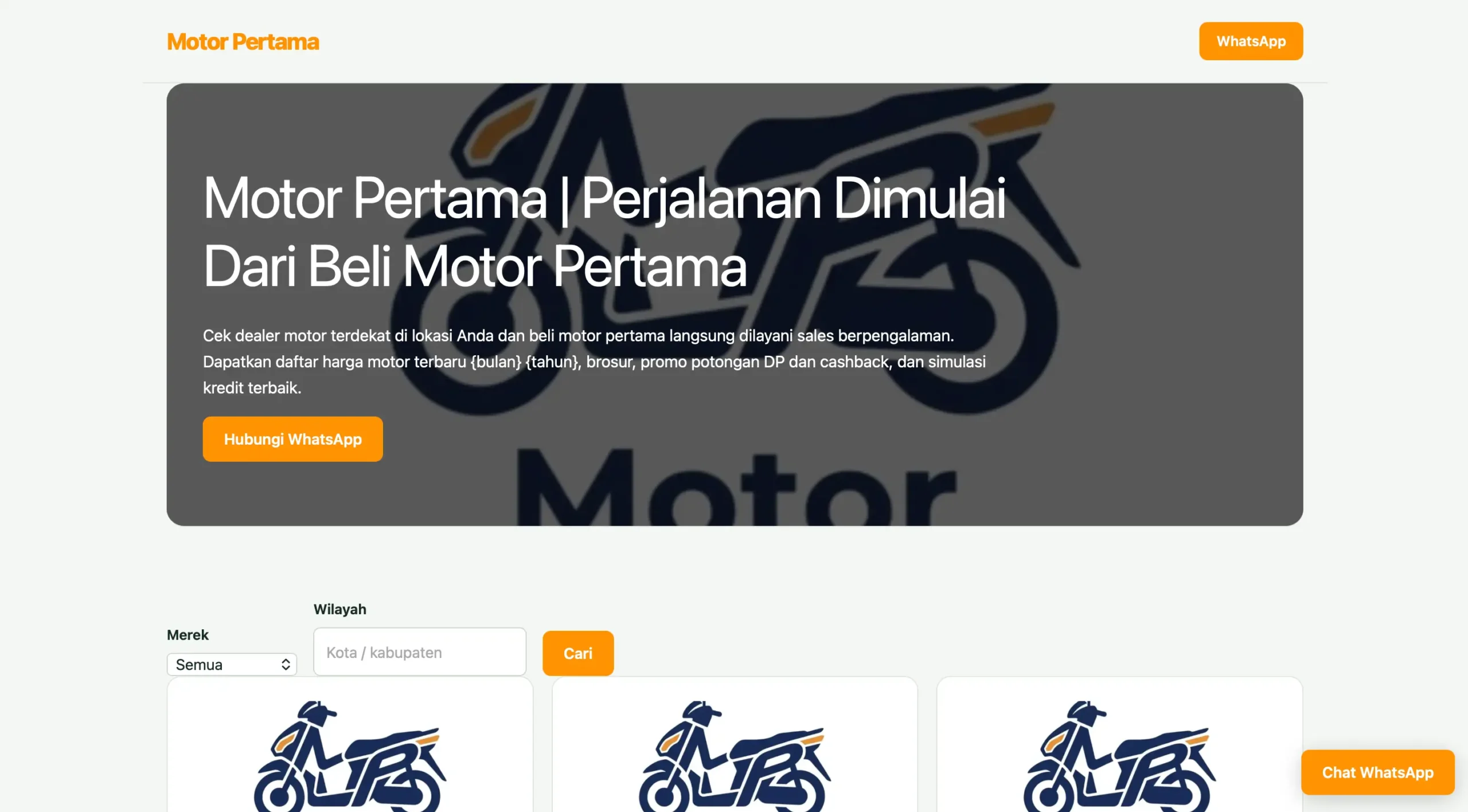 Jasa pembuatan website sales dealer lokal Anak Agency - Motorpertama